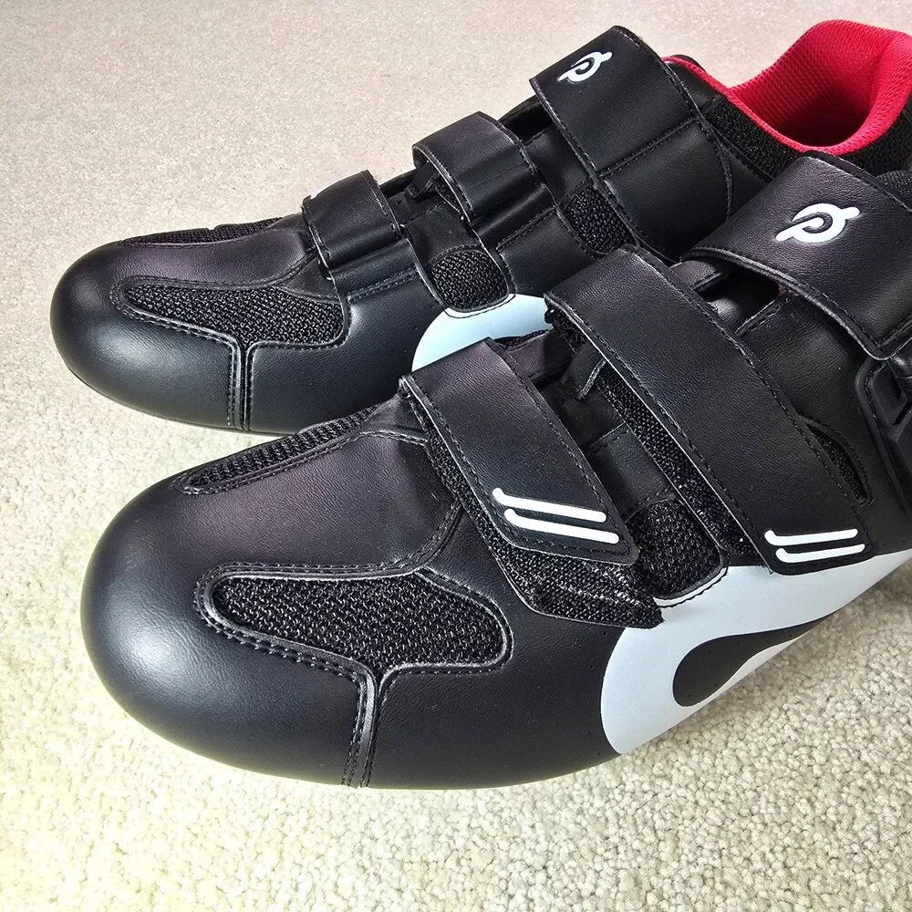 Peloton Cycling Shoes Mens Euro 47 US 13 SPD-SL Cleats Black Red Indoor Bike EUC